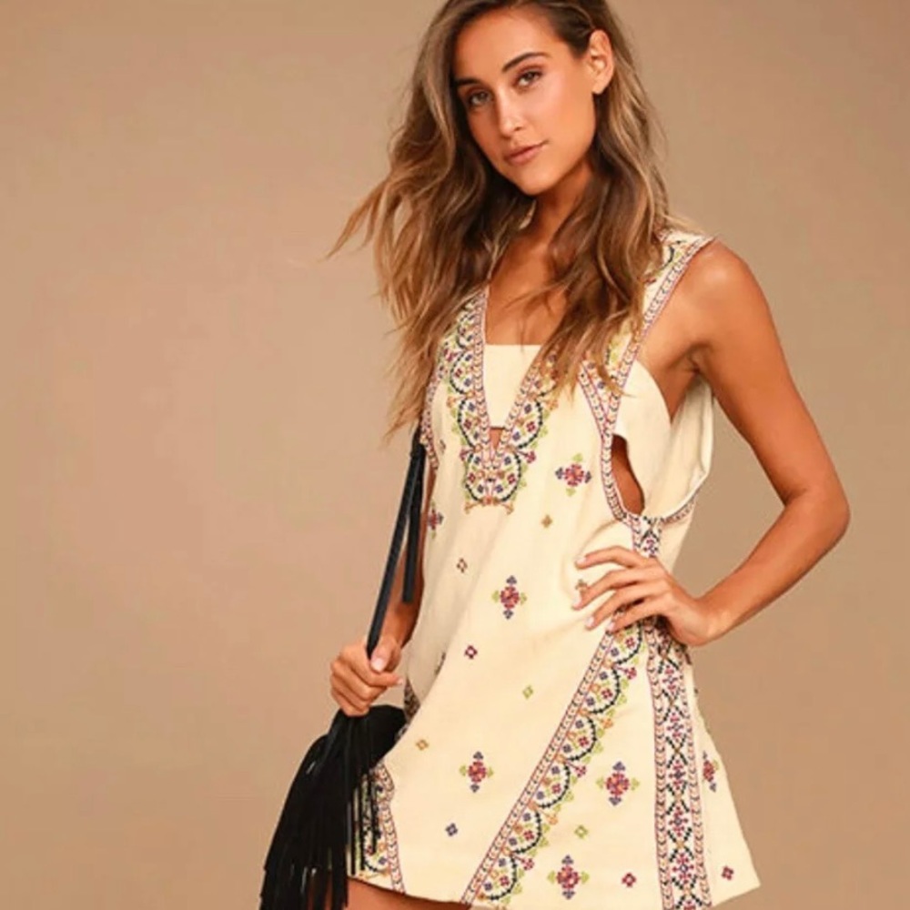 Free People Never Been Beige Mini Dress